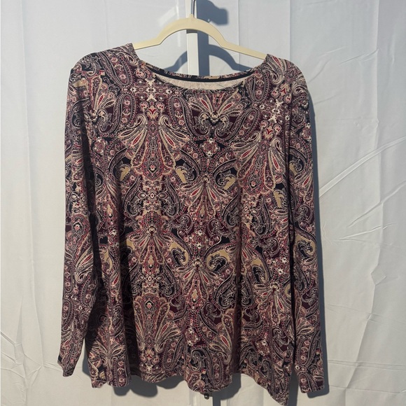 Croft & Barrow Multicolor Paisley, Long Sleeve Classic Tee Size 2X - Picture 1 of 5